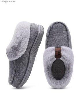 Memory Foam House Slippers Arch Support Faux Fur Mocc Indoor Outdoor
